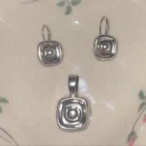 Silpada Square Earrings & Pendant Charm Matching Set